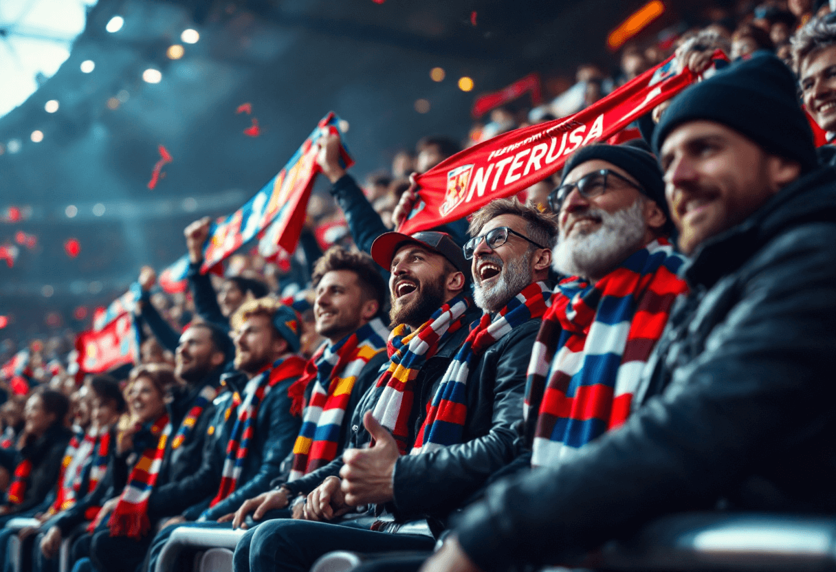Supporters en écharpes d’équipe dans les tribunes